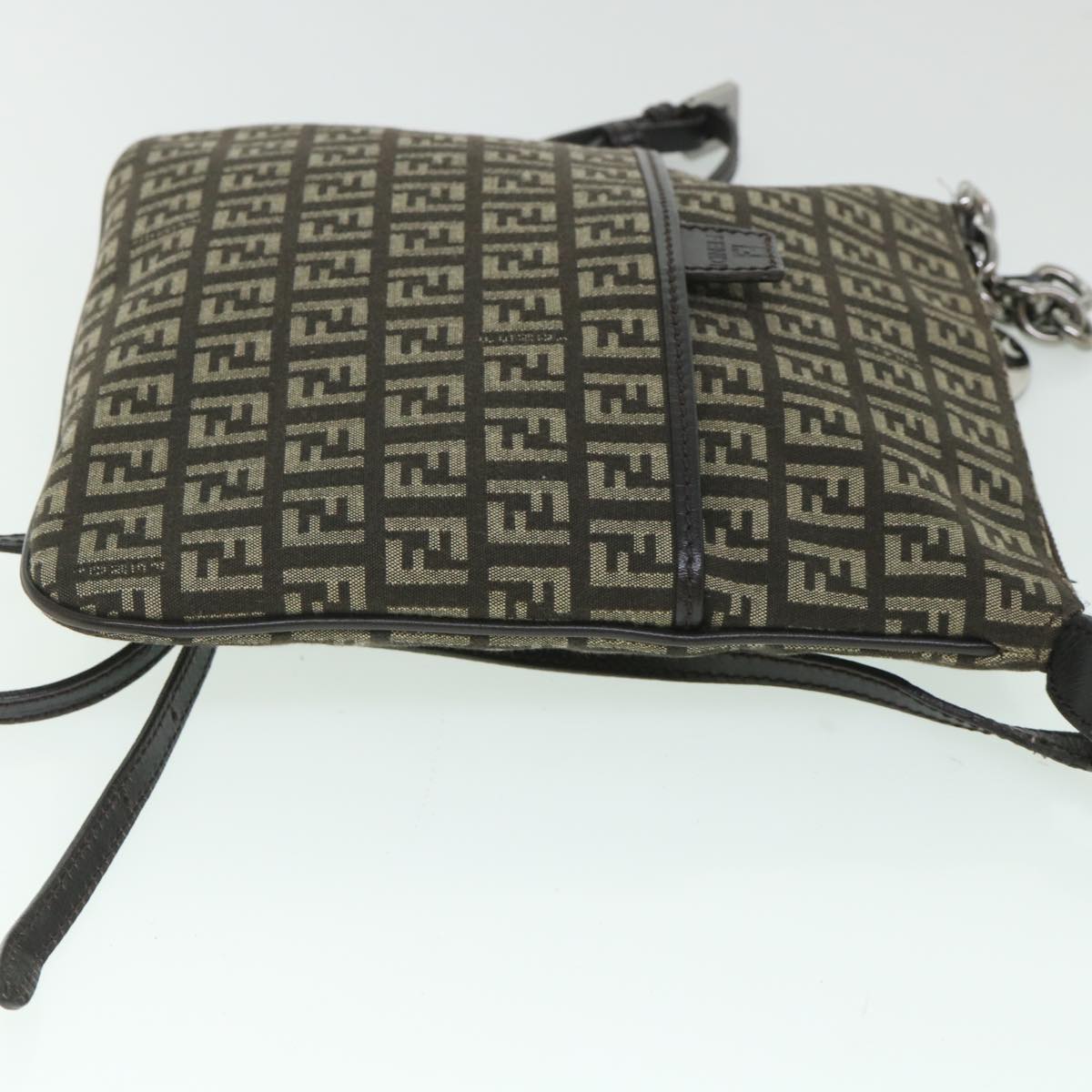FENDI Zucchino Canvas Shoulder Bag Brown 56323