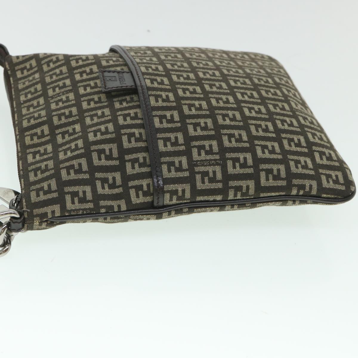 FENDI Zucchino Canvas Shoulder Bag Brown 56323