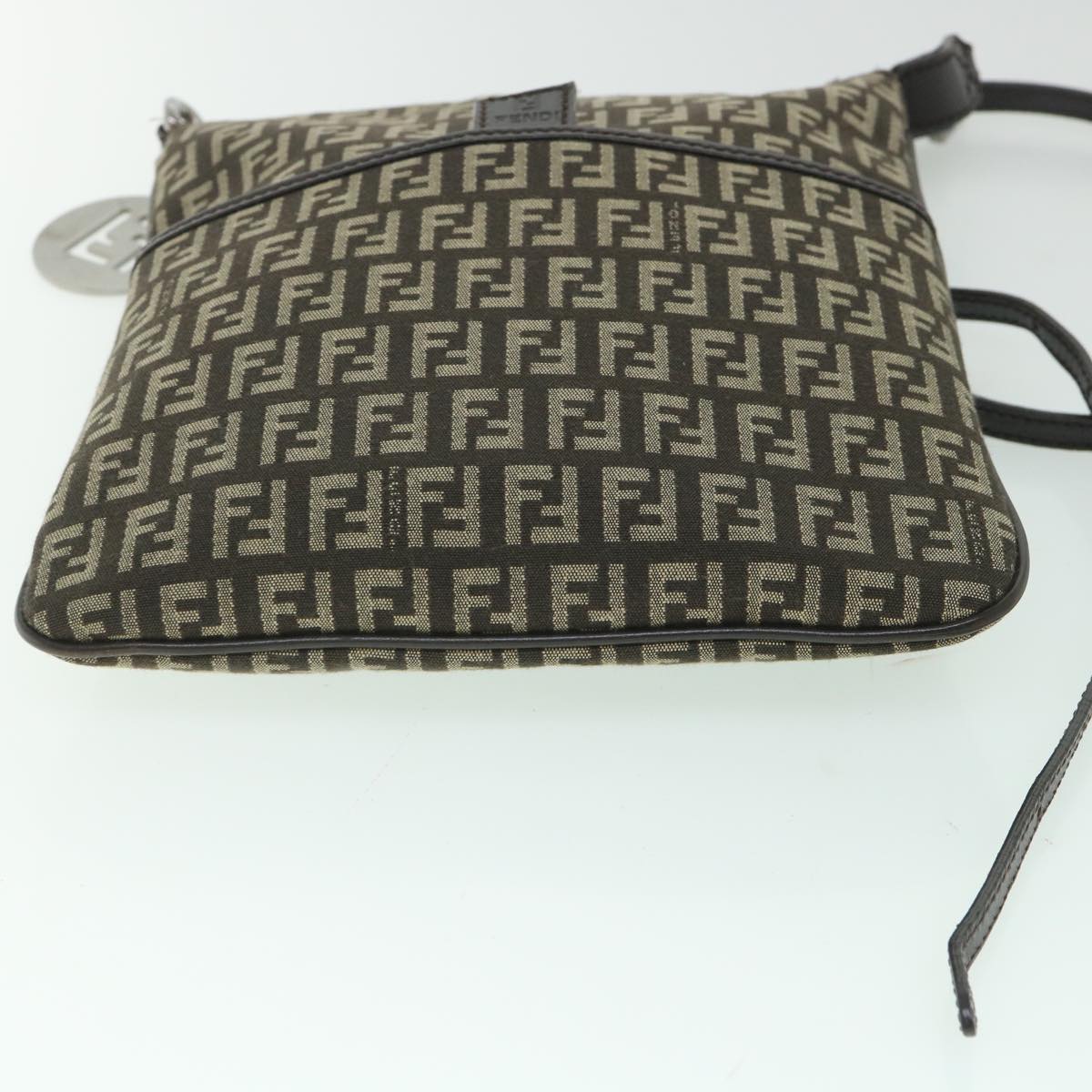 FENDI Zucchino Canvas Shoulder Bag Brown 56323