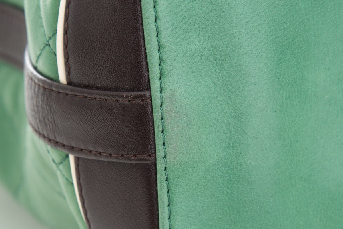 Chanel Green Quilted Country Club Leather Lambskin Tote