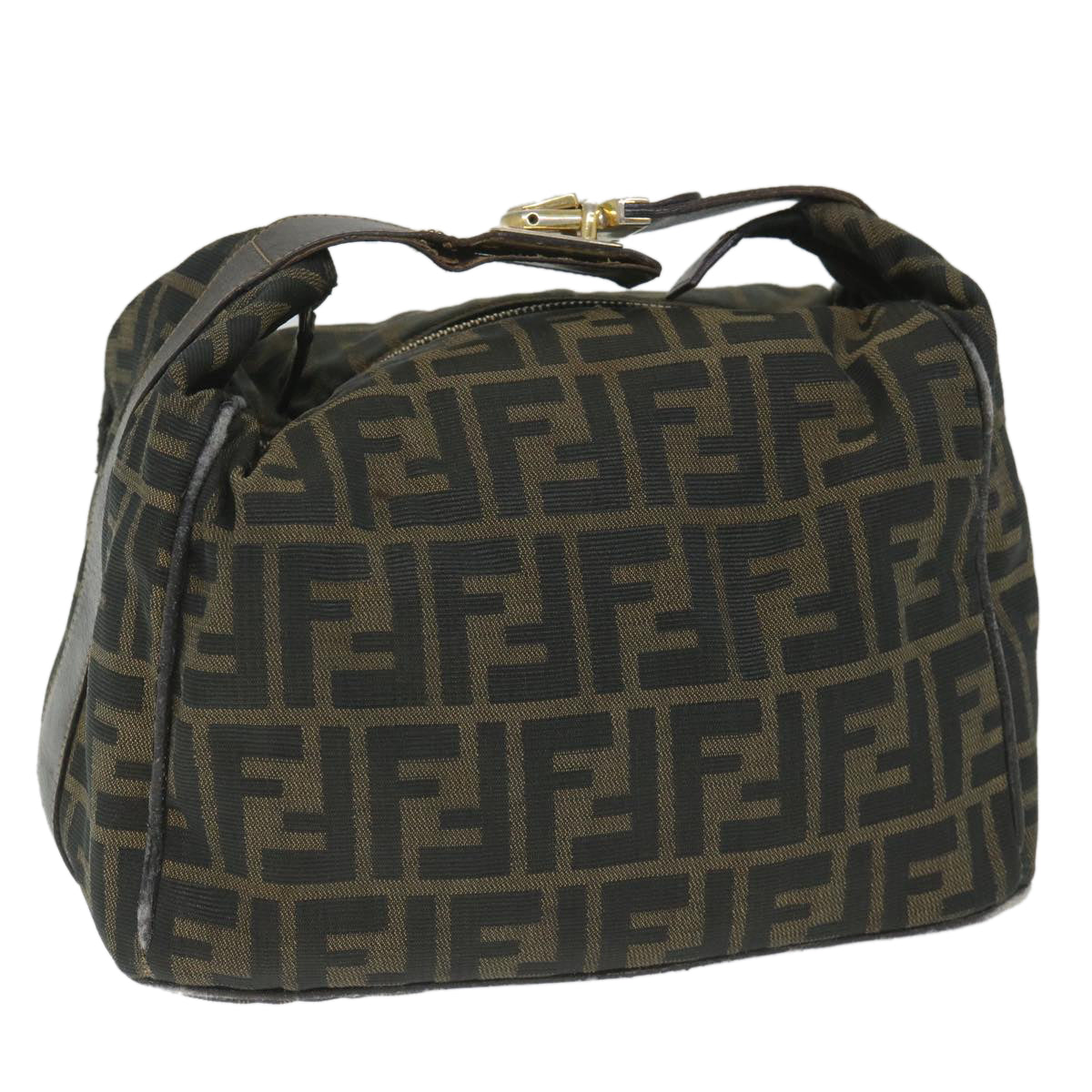 FENDI Zucca Canvas Vanity Cosmetic Pouch Black Brown 56386