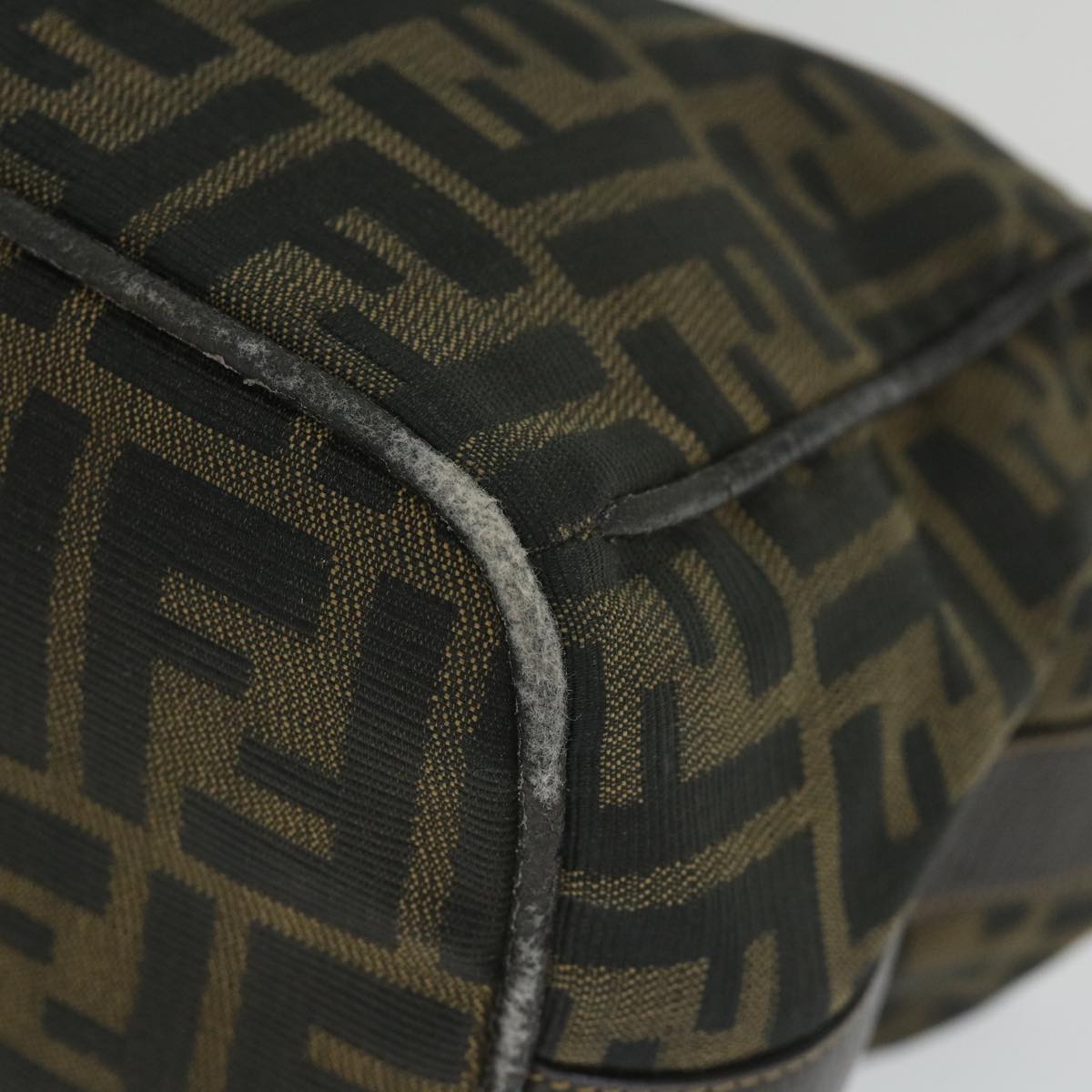 FENDI Zucca Canvas Vanity Cosmetic Pouch Black Brown 56386