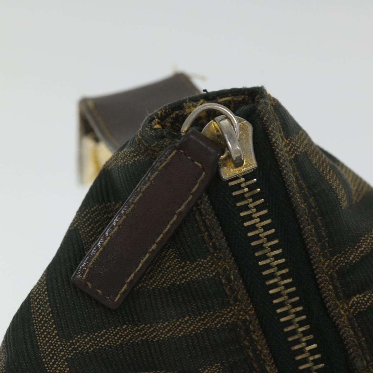 FENDI Zucca Canvas Vanity Cosmetic Pouch Black Brown 56386