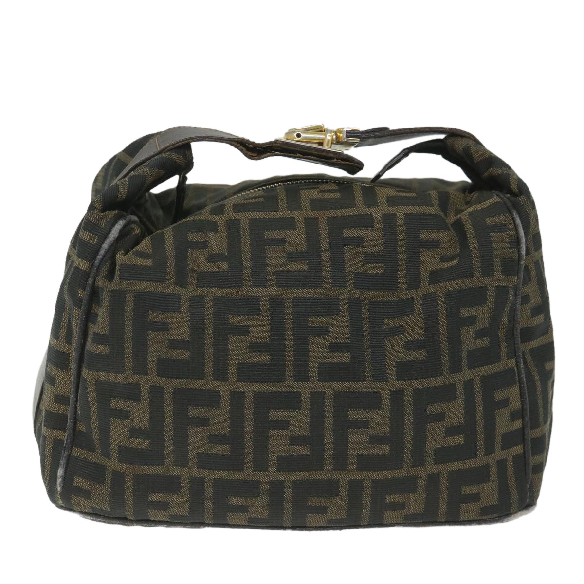 FENDI Zucca Canvas Vanity Cosmetic Pouch Black Brown 56386