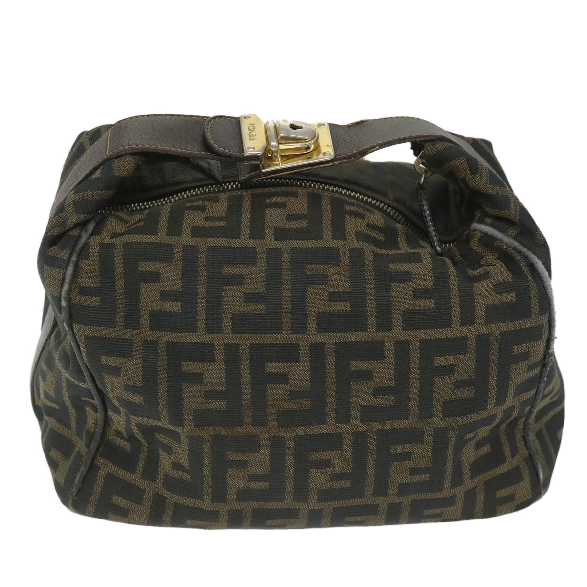 FENDI Zucca Canvas Vanity Cosmetic Pouch Black Brown 56386