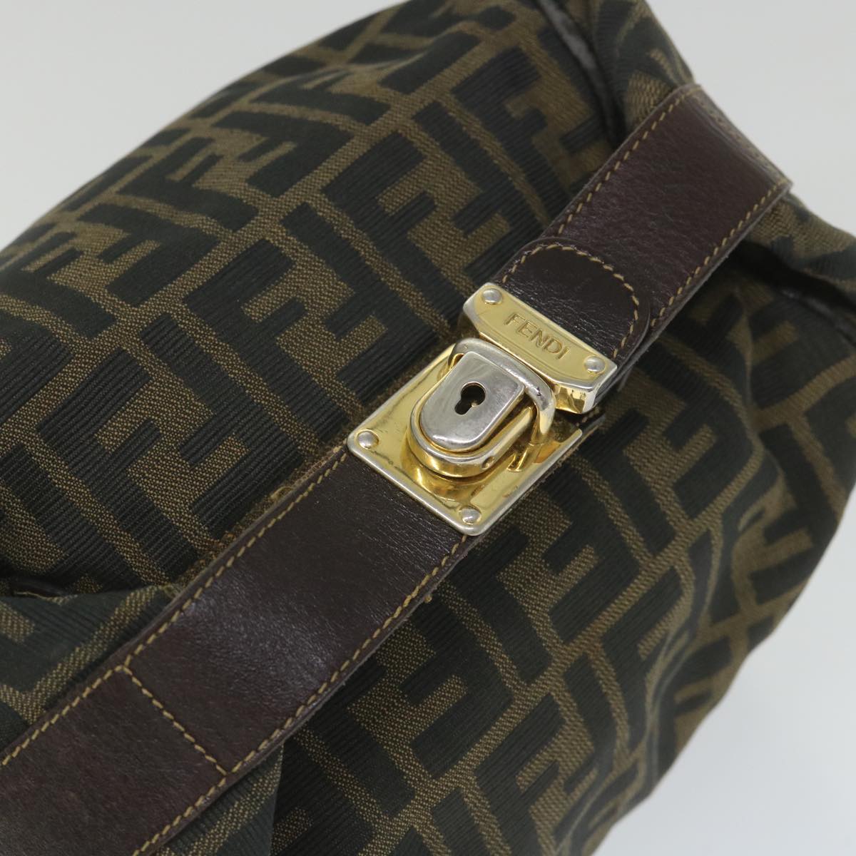 FENDI Zucca Canvas Vanity Cosmetic Pouch Black Brown 56386