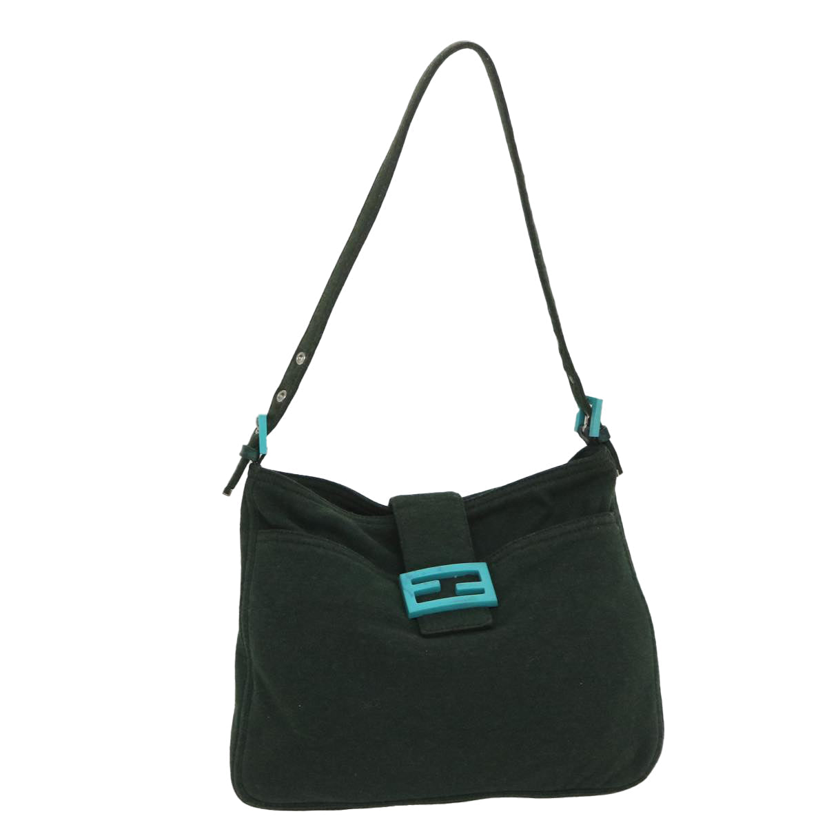 FENDI Mamma Baguette Shoulder Bag Canvas Green 56490