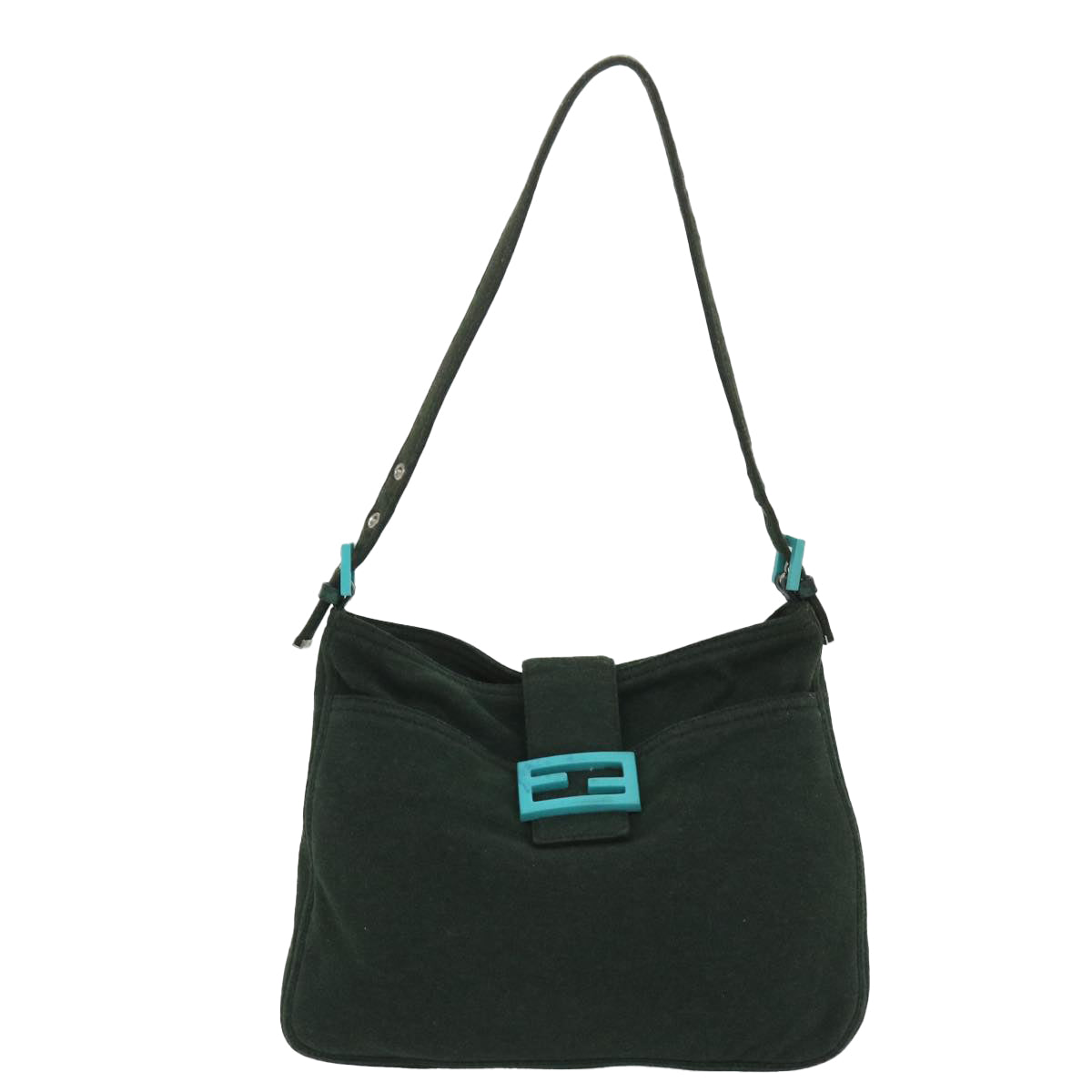 FENDI Mamma Baguette Shoulder Bag Canvas Green 56490