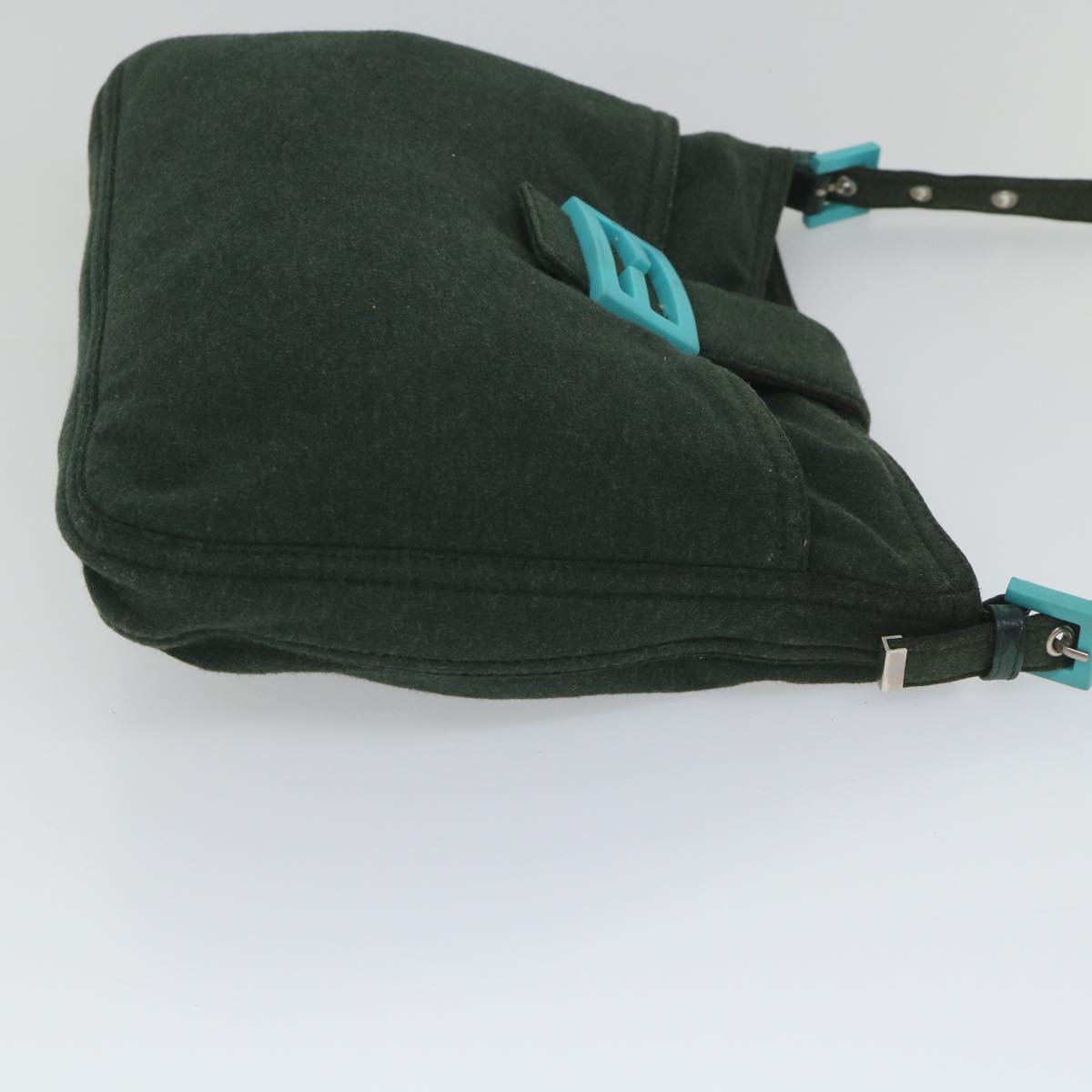 FENDI Mamma Baguette Shoulder Bag Canvas Green 56490