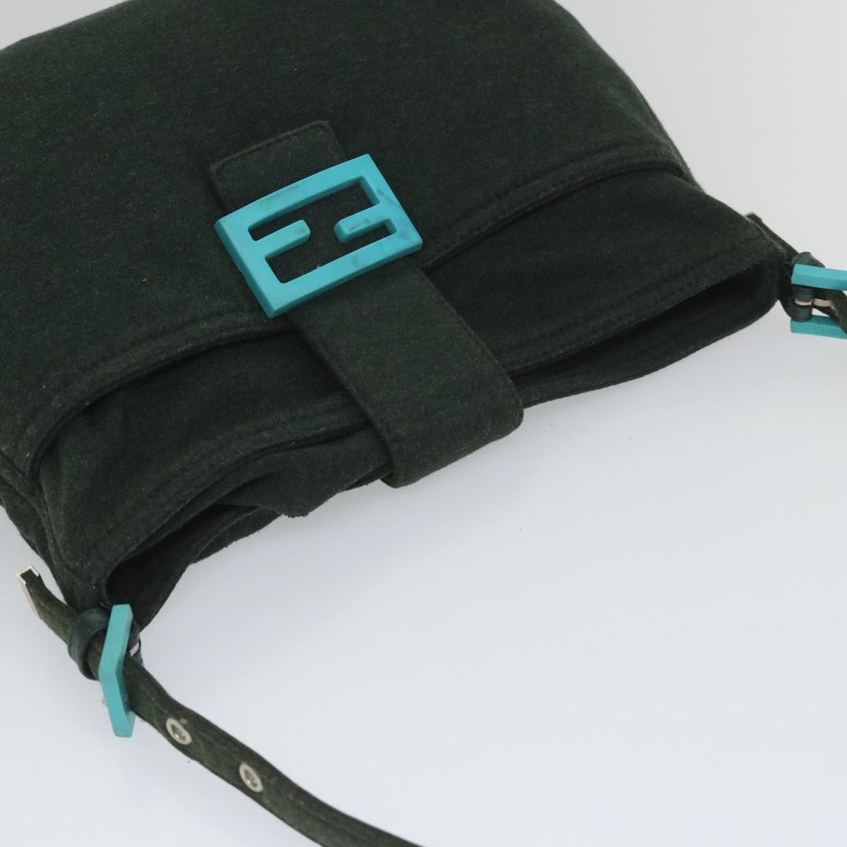 FENDI Mamma Baguette Shoulder Bag Canvas Green 56490