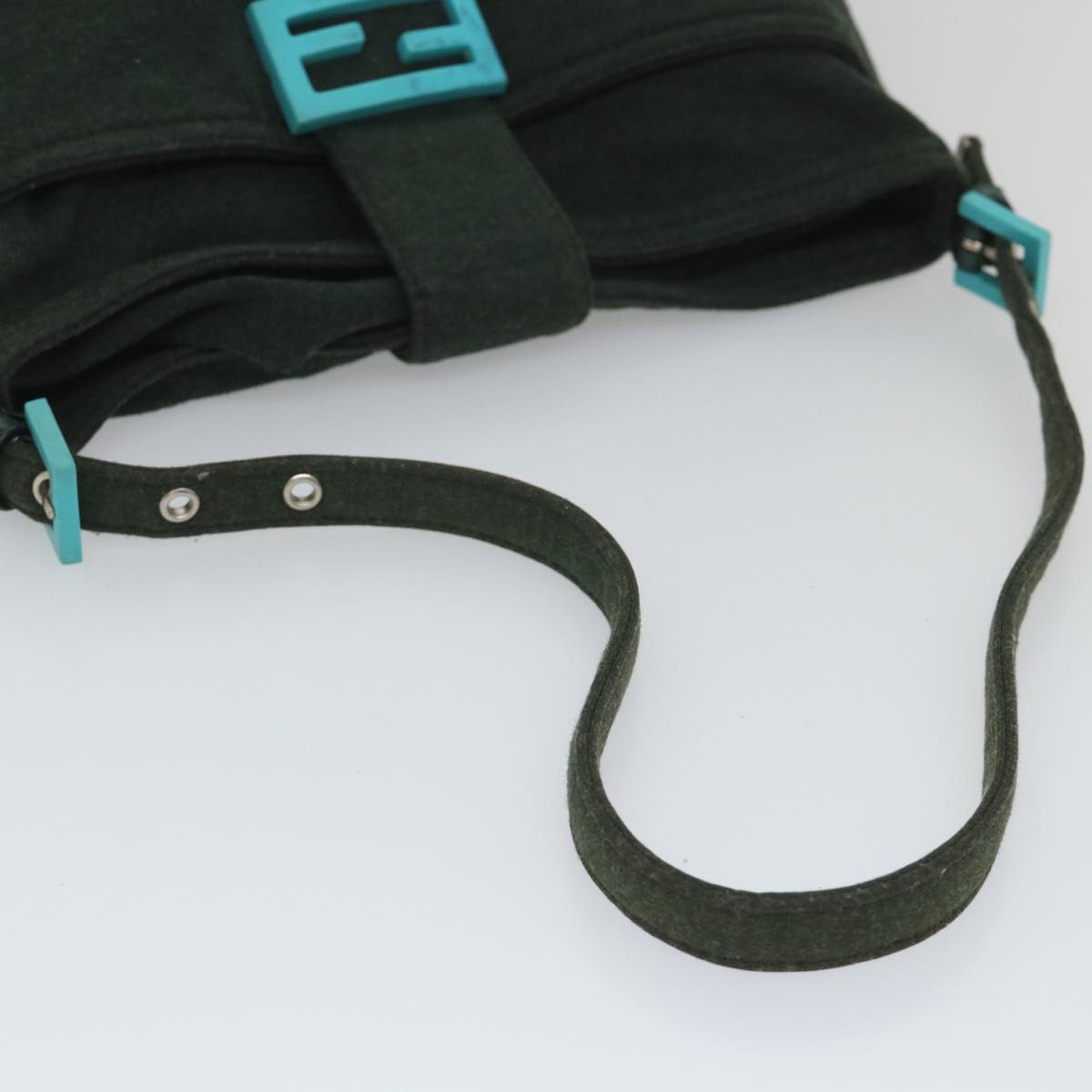 FENDI Mamma Baguette Shoulder Bag Canvas Green 56490