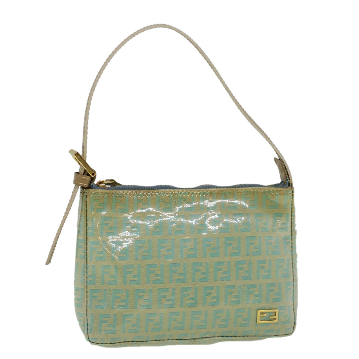 FENDI Zucchino Canvas Hand Bag Coated Canvas Light Blue 56491