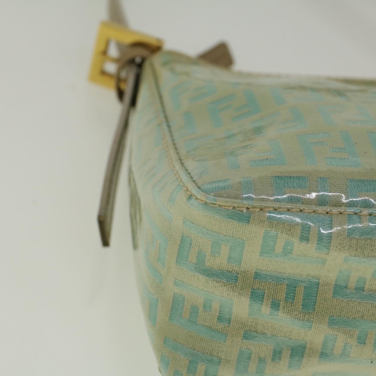 FENDI Zucchino Canvas Hand Bag Coated Canvas Light Blue 56491