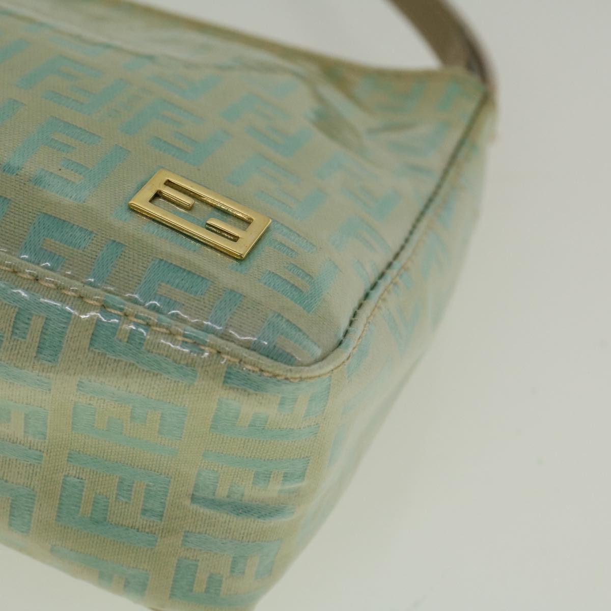 FENDI Zucchino Canvas Hand Bag Coated Canvas Light Blue 56491