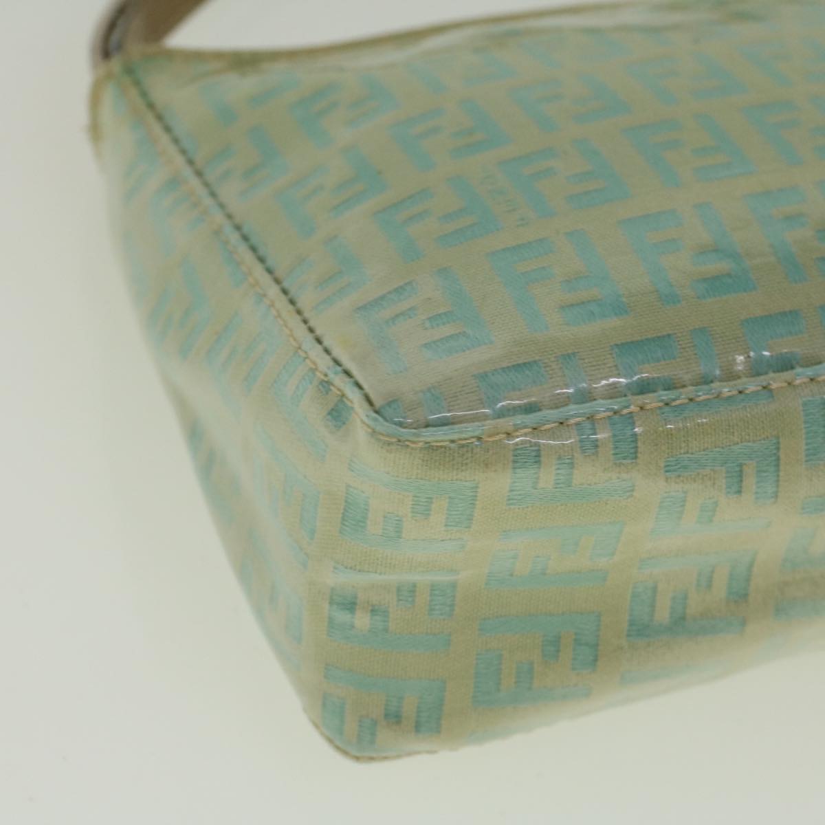 FENDI Zucchino Canvas Hand Bag Coated Canvas Light Blue 56491