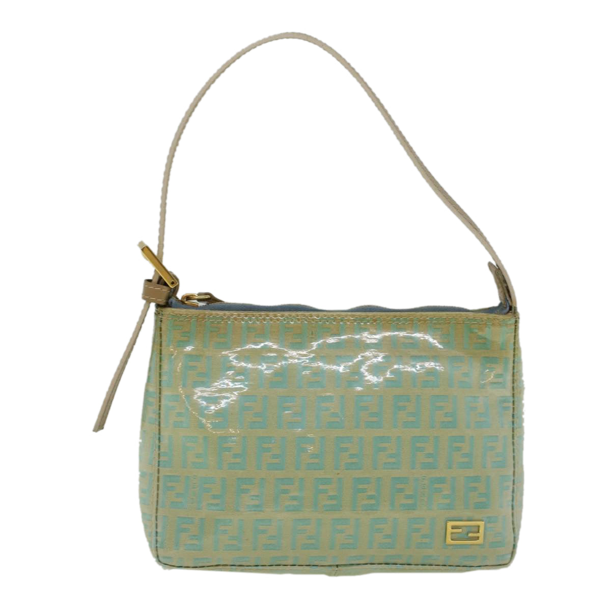 FENDI Zucchino Canvas Hand Bag Coated Canvas Light Blue 56491