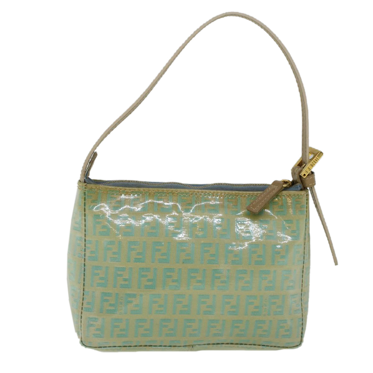 FENDI Zucchino Canvas Hand Bag Coated Canvas Light Blue 56491