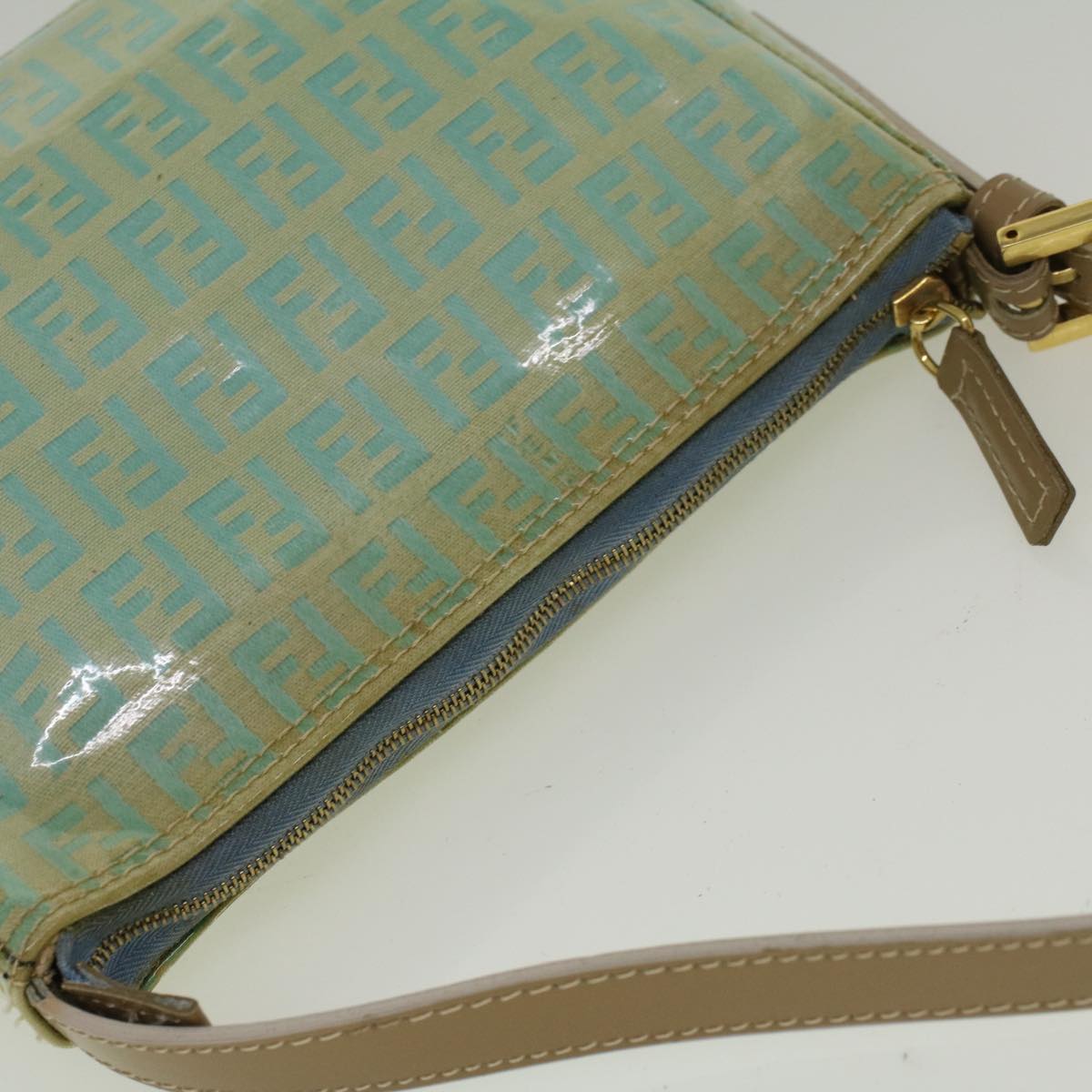 FENDI Zucchino Canvas Hand Bag Coated Canvas Light Blue 56491