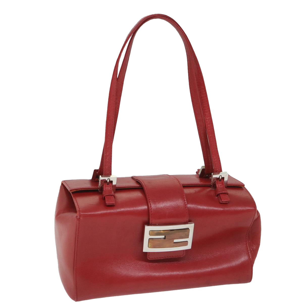 FENDI Mamma Baguette Hand Bag Leather Red 56545