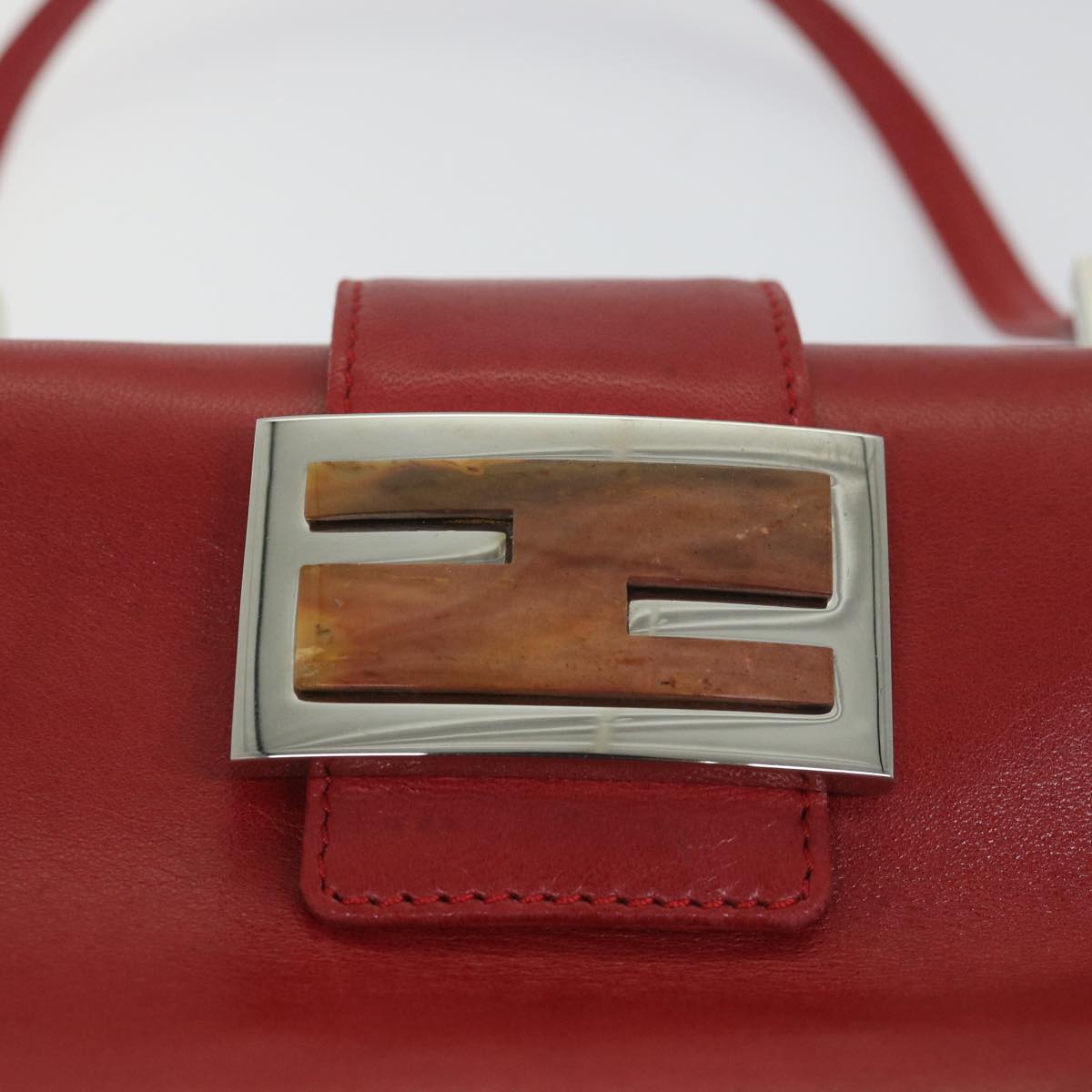 FENDI Mamma Baguette Hand Bag Leather Red 56545