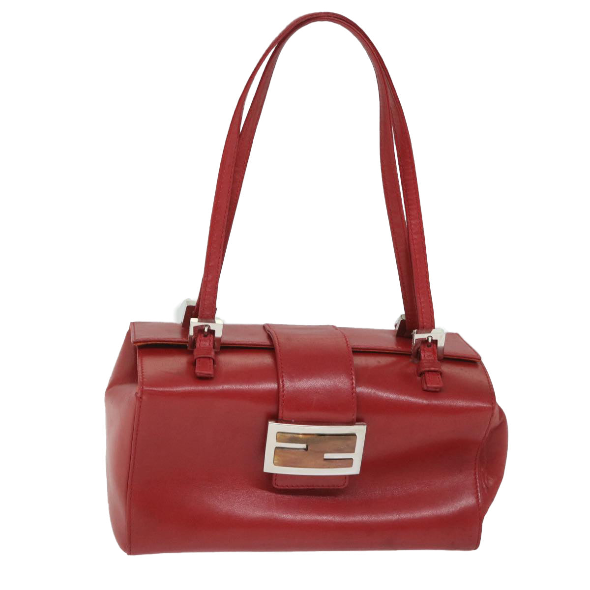FENDI Mamma Baguette Hand Bag Leather Red 56545