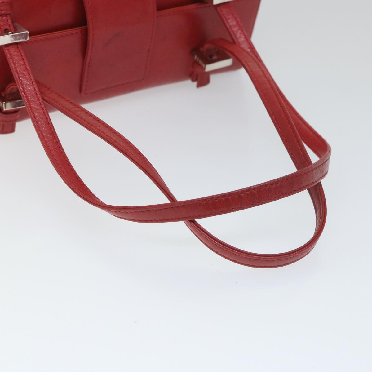 FENDI Mamma Baguette Hand Bag Leather Red 56545