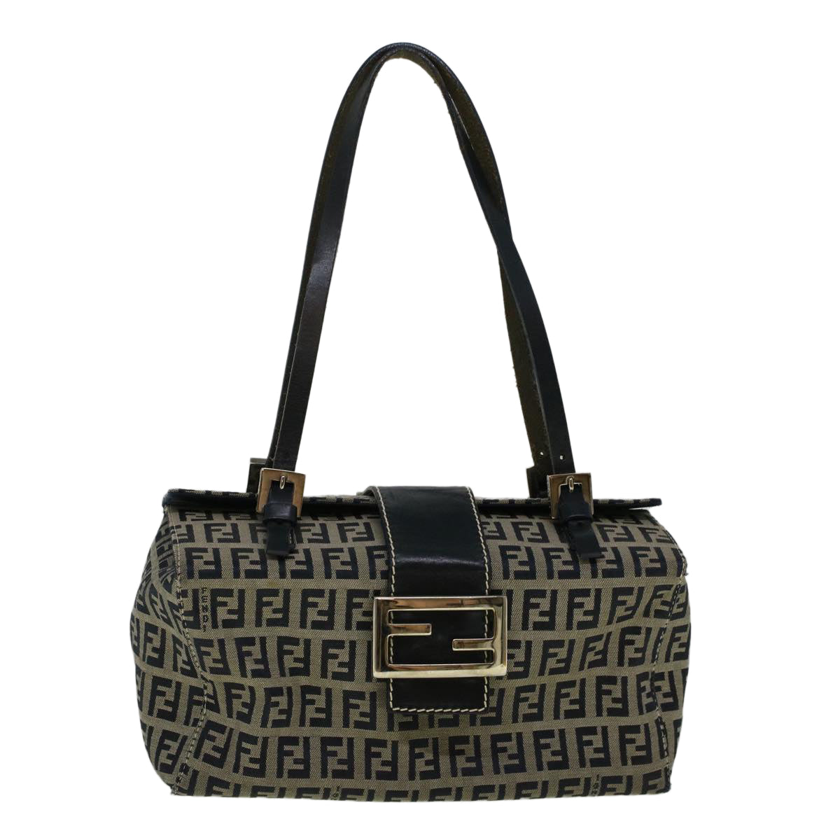 FENDI Zucchino Canvas Mamma Hand Bag Navy 56578