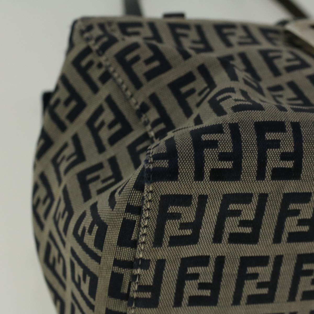 FENDI Zucchino Canvas Mamma Hand Bag Navy 56578