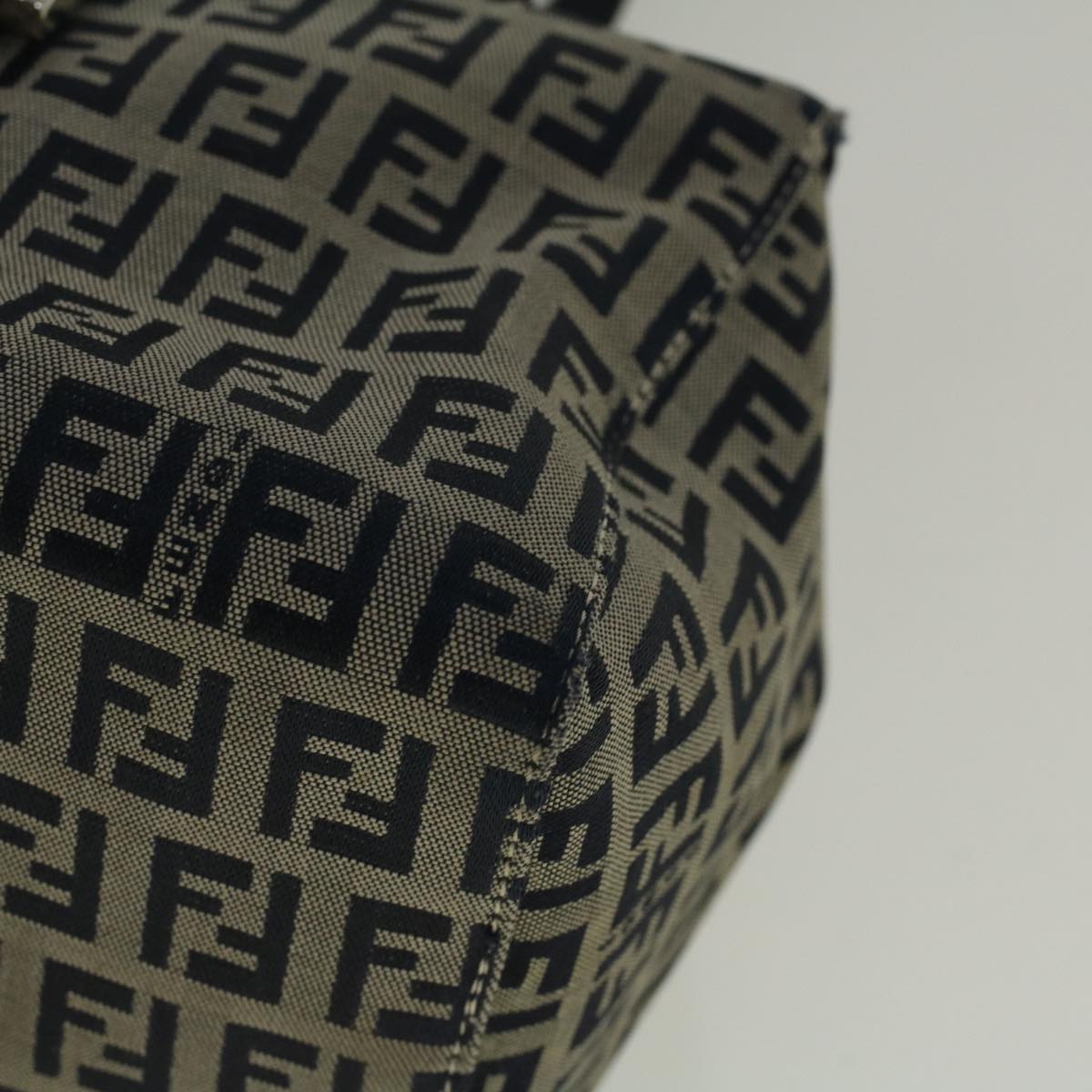 FENDI Zucchino Canvas Mamma Hand Bag Navy 56578