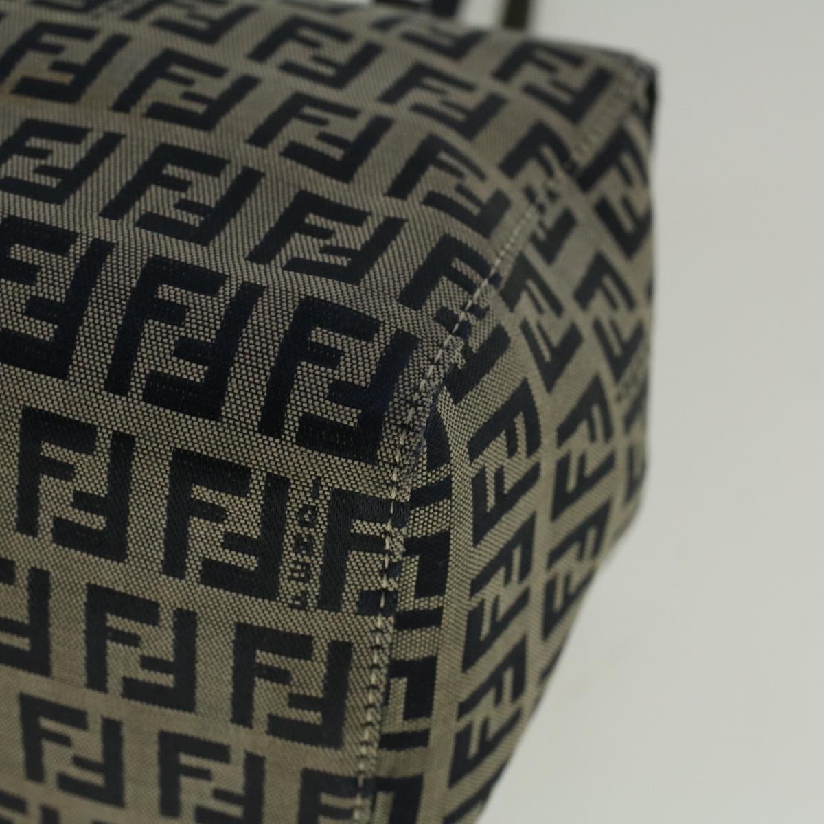 FENDI Zucchino Canvas Mamma Hand Bag Navy 56578