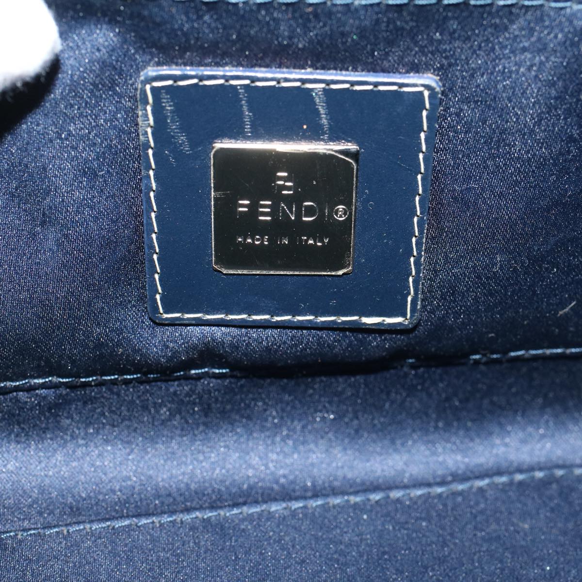 FENDI Zucchino Canvas Mamma Hand Bag Navy 56578