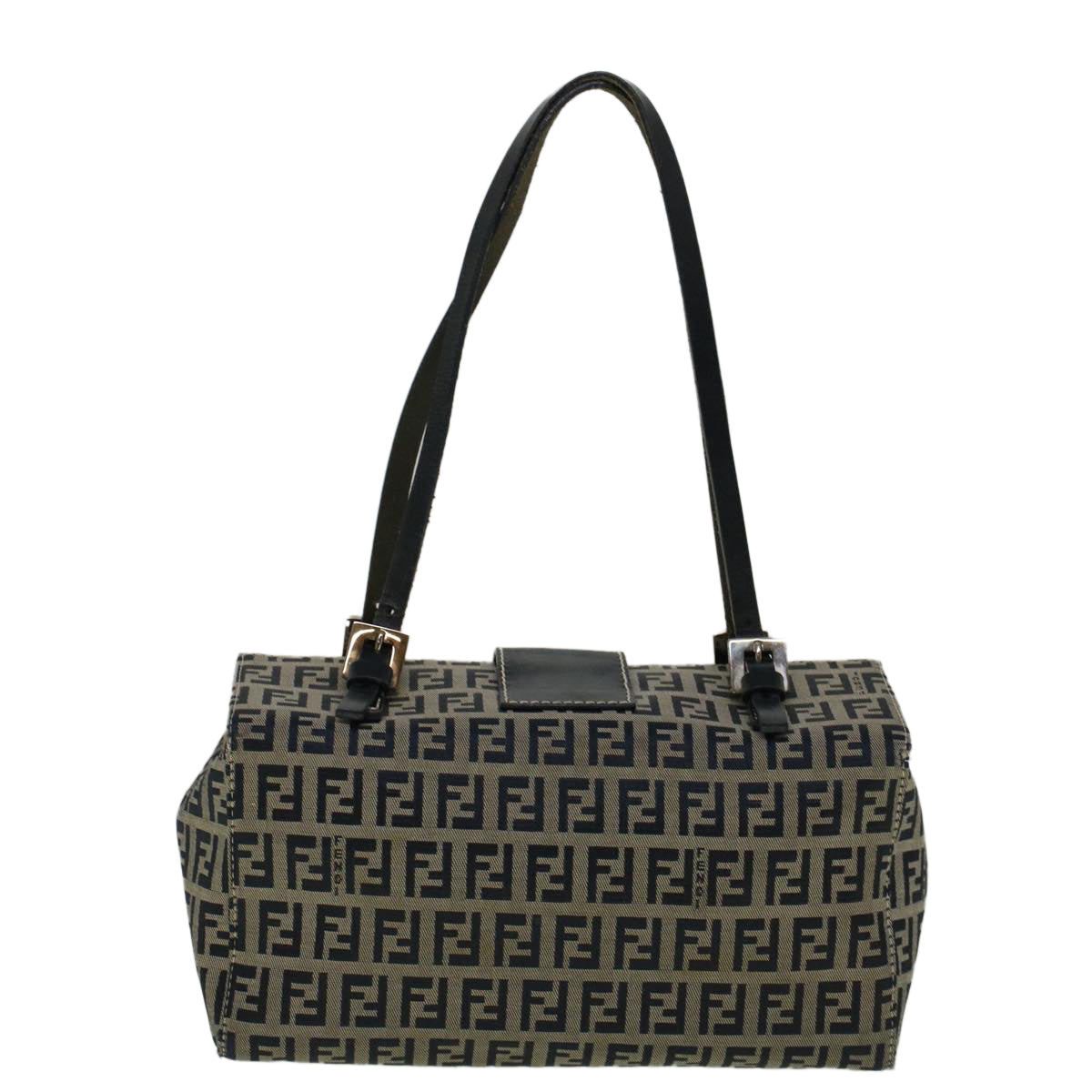 FENDI Zucchino Canvas Mamma Hand Bag Navy 56578