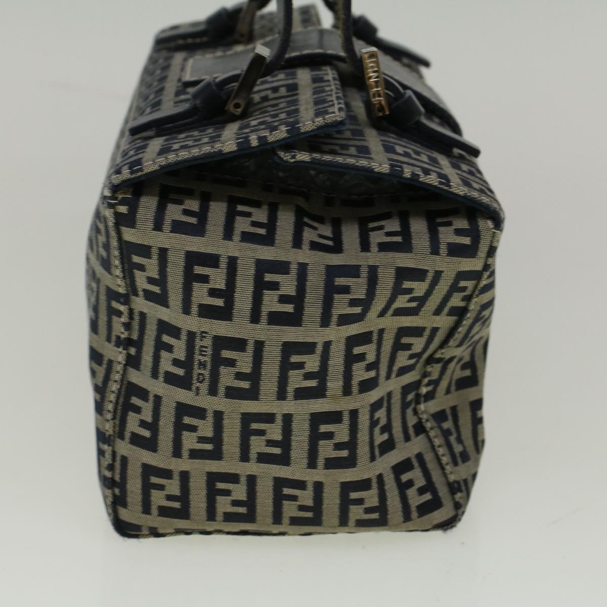 FENDI Zucchino Canvas Mamma Hand Bag Navy 56578