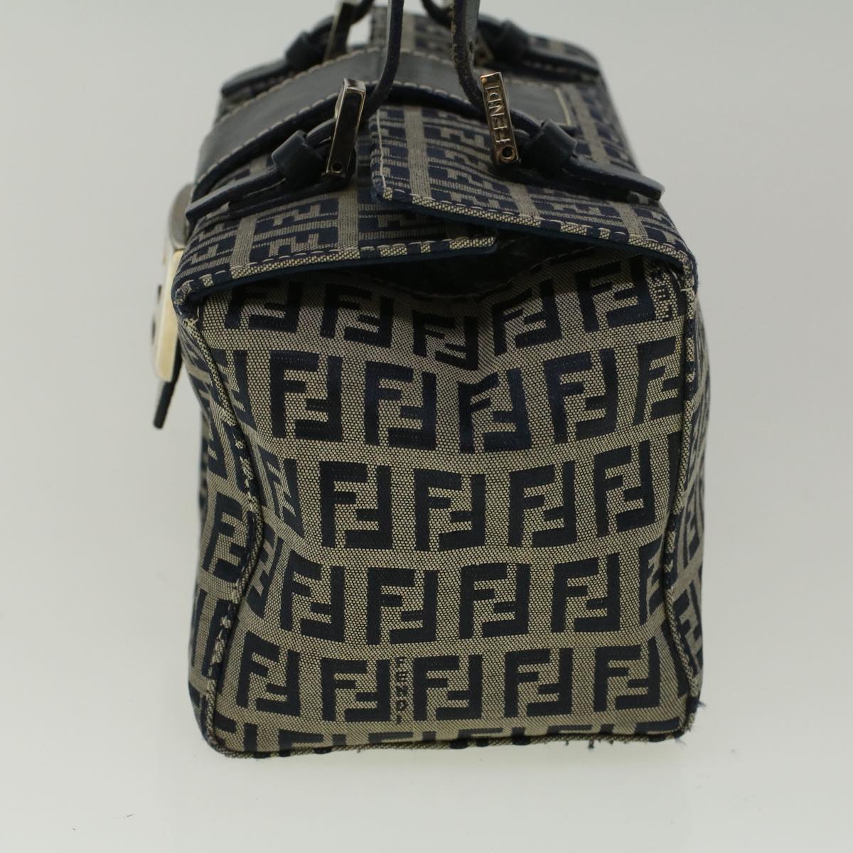 FENDI Zucchino Canvas Mamma Hand Bag Navy 56578