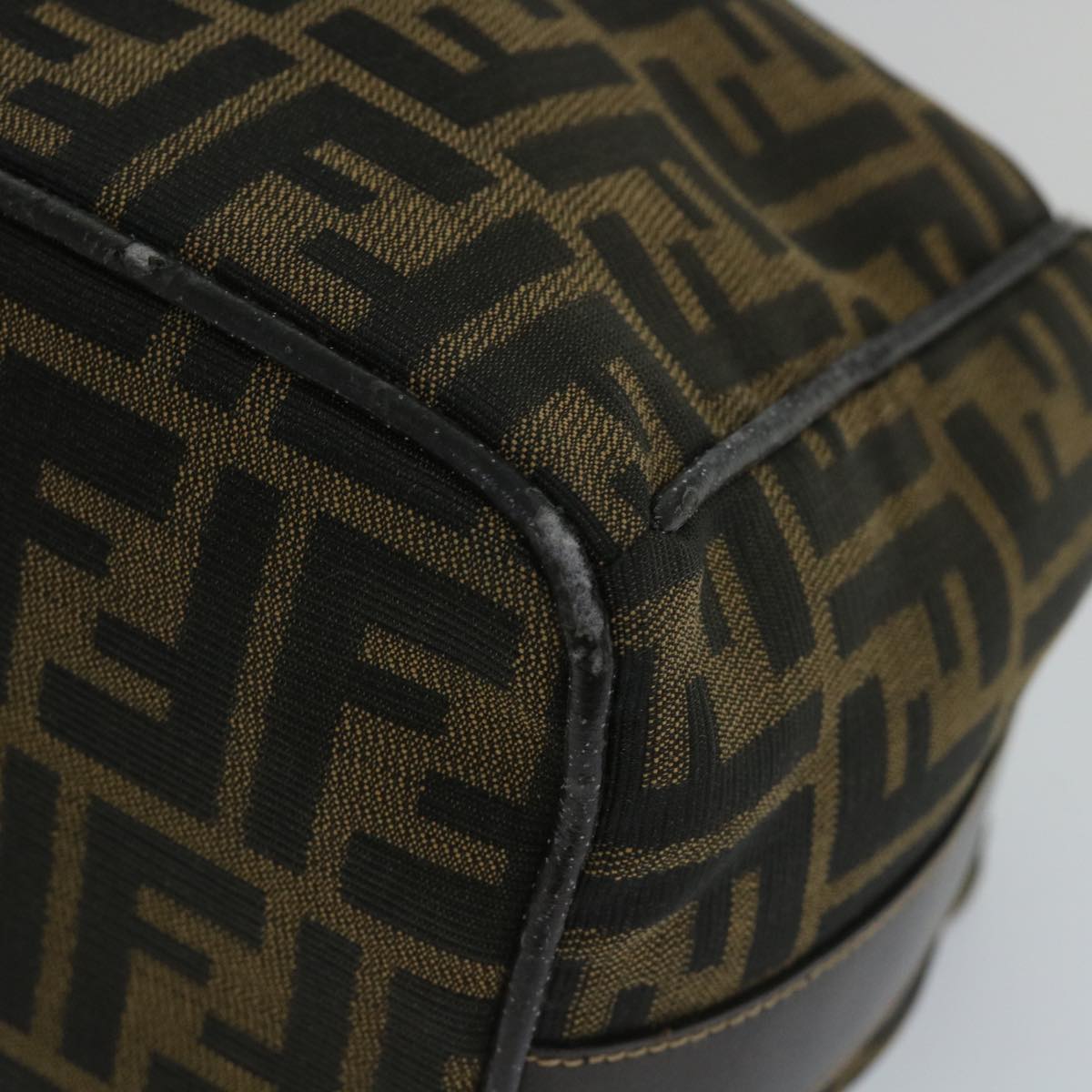 FENDI Zucca Canvas Vanity pouch Hand Bag Nylon Brown Black 56582