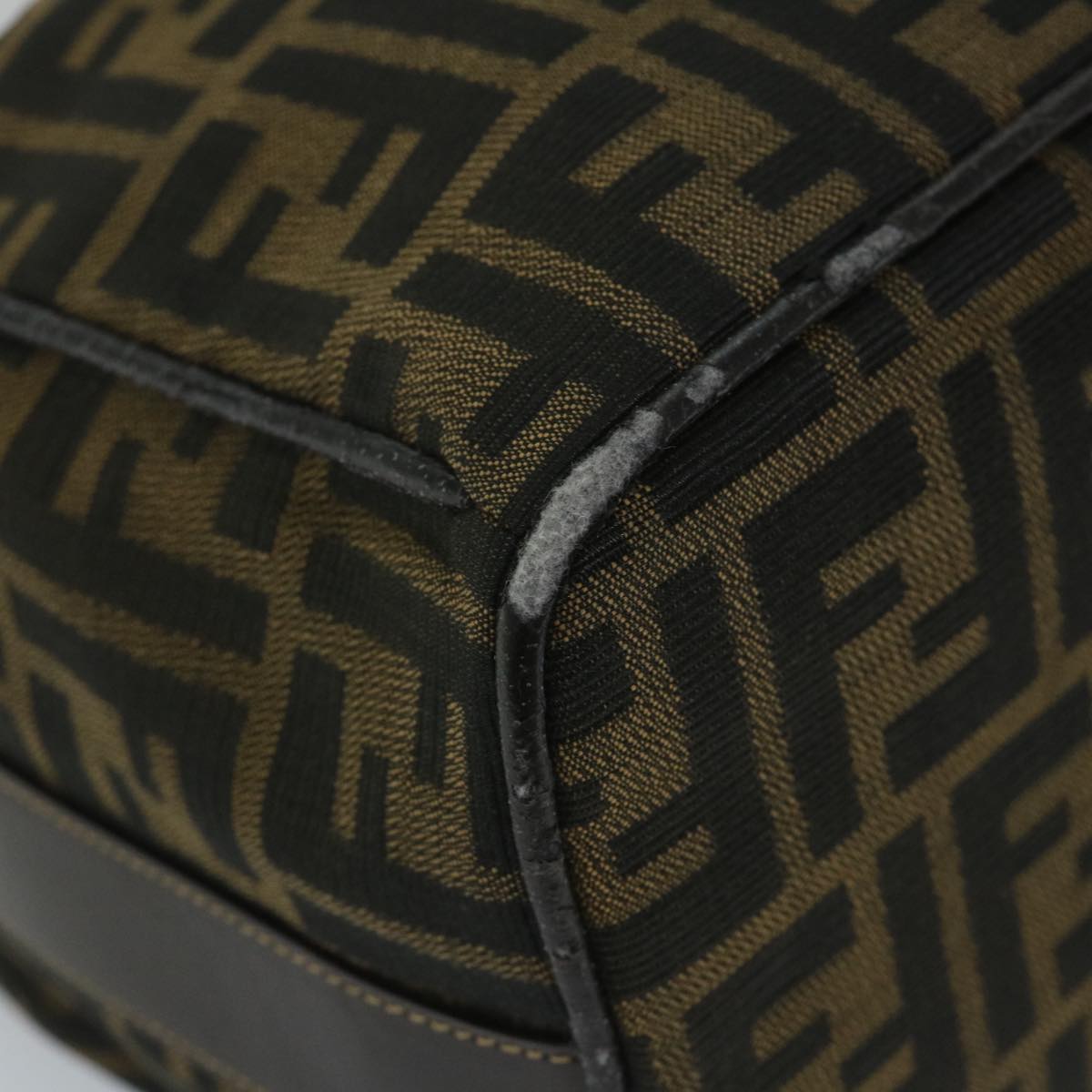 FENDI Zucca Canvas Vanity pouch Hand Bag Nylon Brown Black 56582