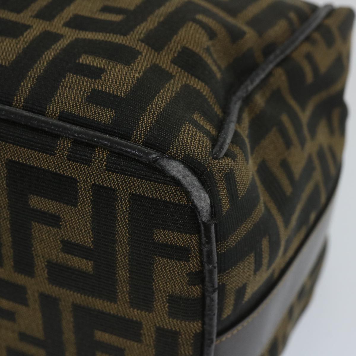FENDI Zucca Canvas Vanity pouch Hand Bag Nylon Brown Black 56582