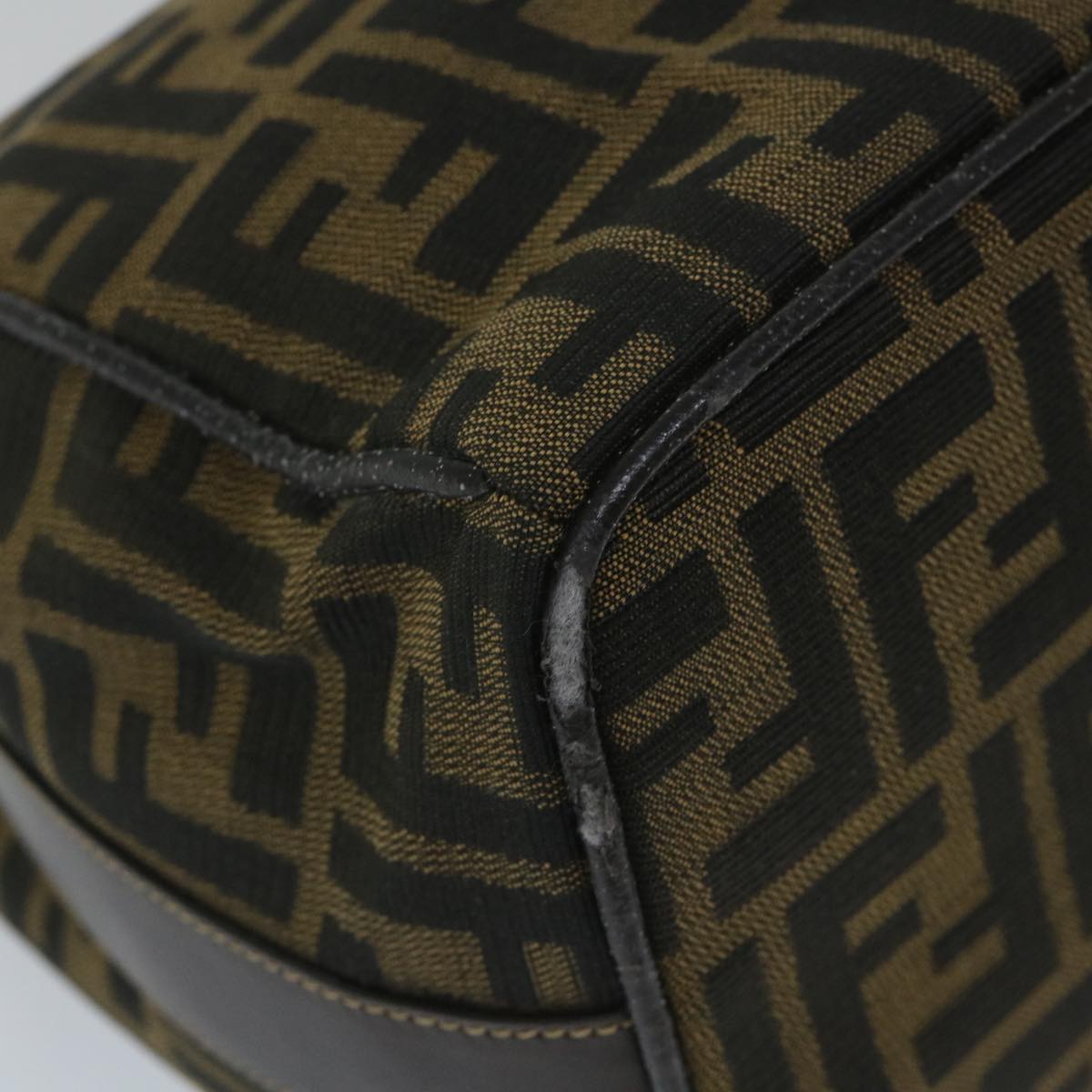 FENDI Zucca Canvas Vanity pouch Hand Bag Nylon Brown Black 56582