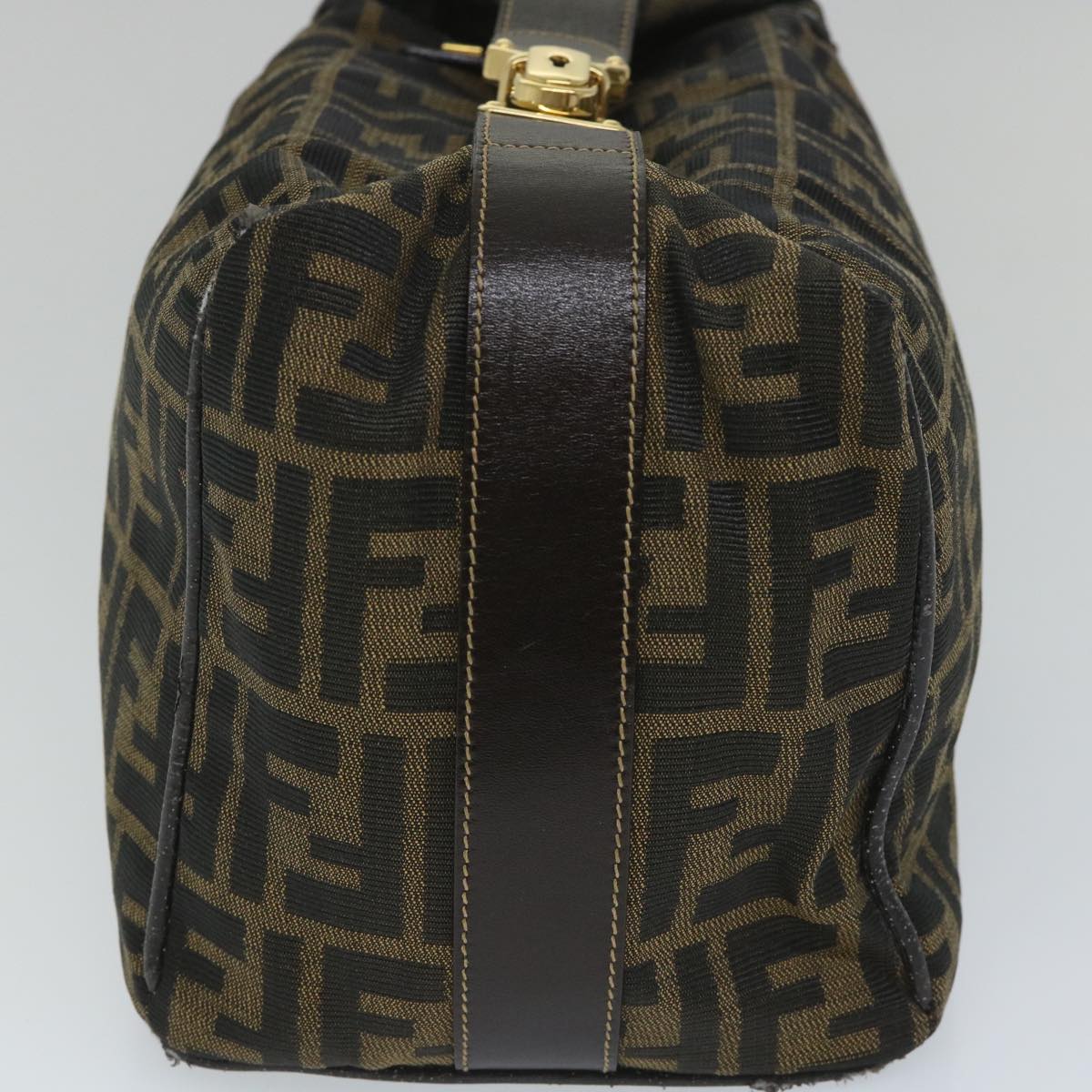 FENDI Zucca Canvas Vanity pouch Hand Bag Nylon Brown Black 56582
