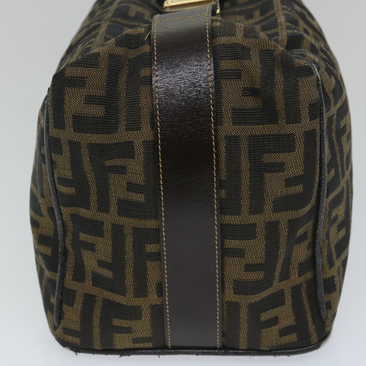 FENDI Zucca Canvas Vanity pouch Hand Bag Nylon Brown Black 56582