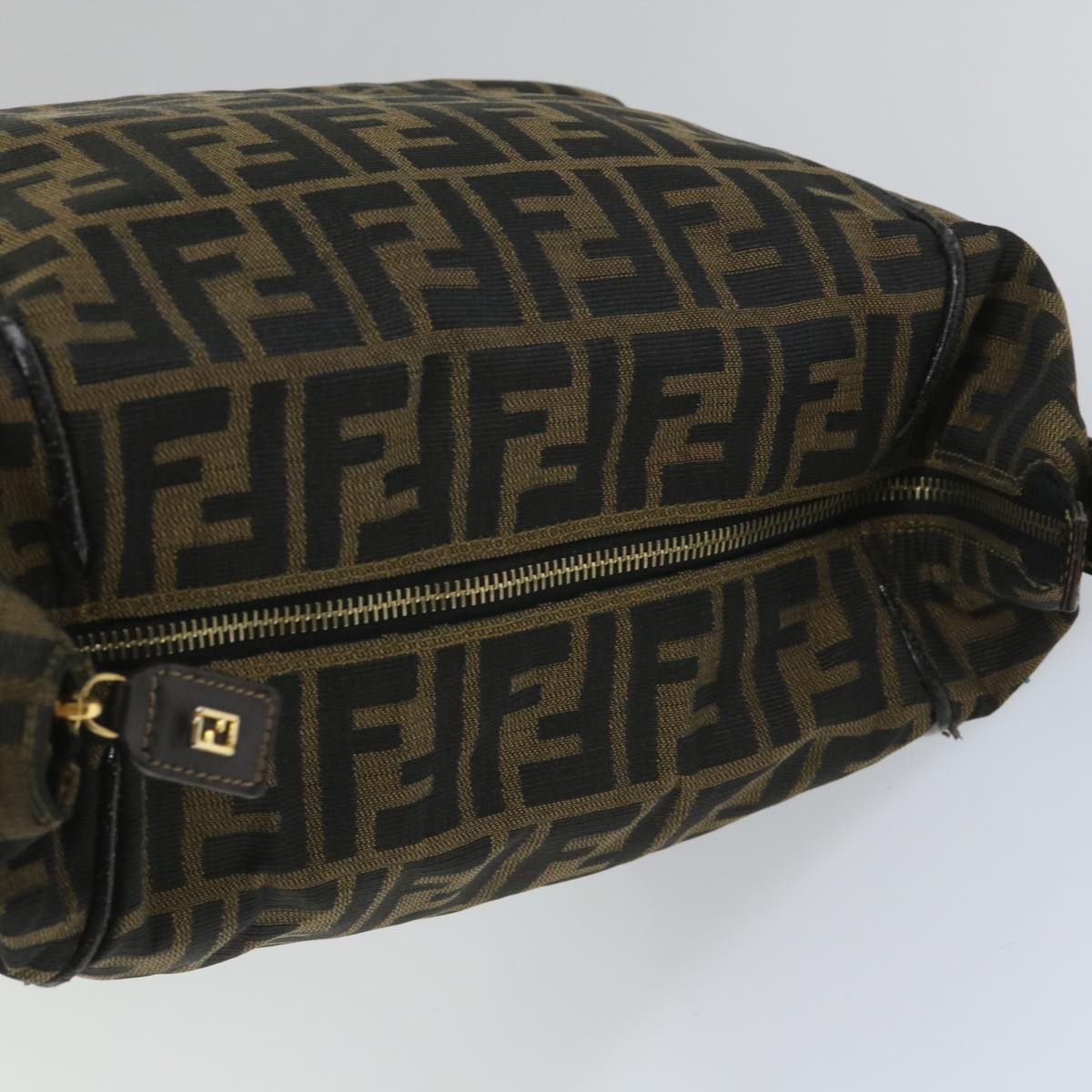 FENDI Zucca Canvas Vanity pouch Hand Bag Nylon Brown Black 56582