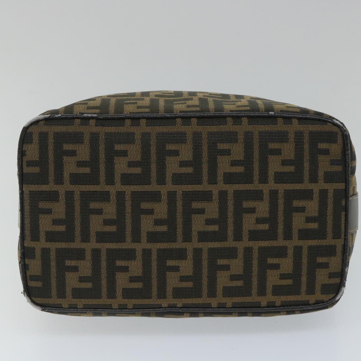 FENDI Zucca Canvas Vanity pouch Hand Bag Nylon Brown Black 56582