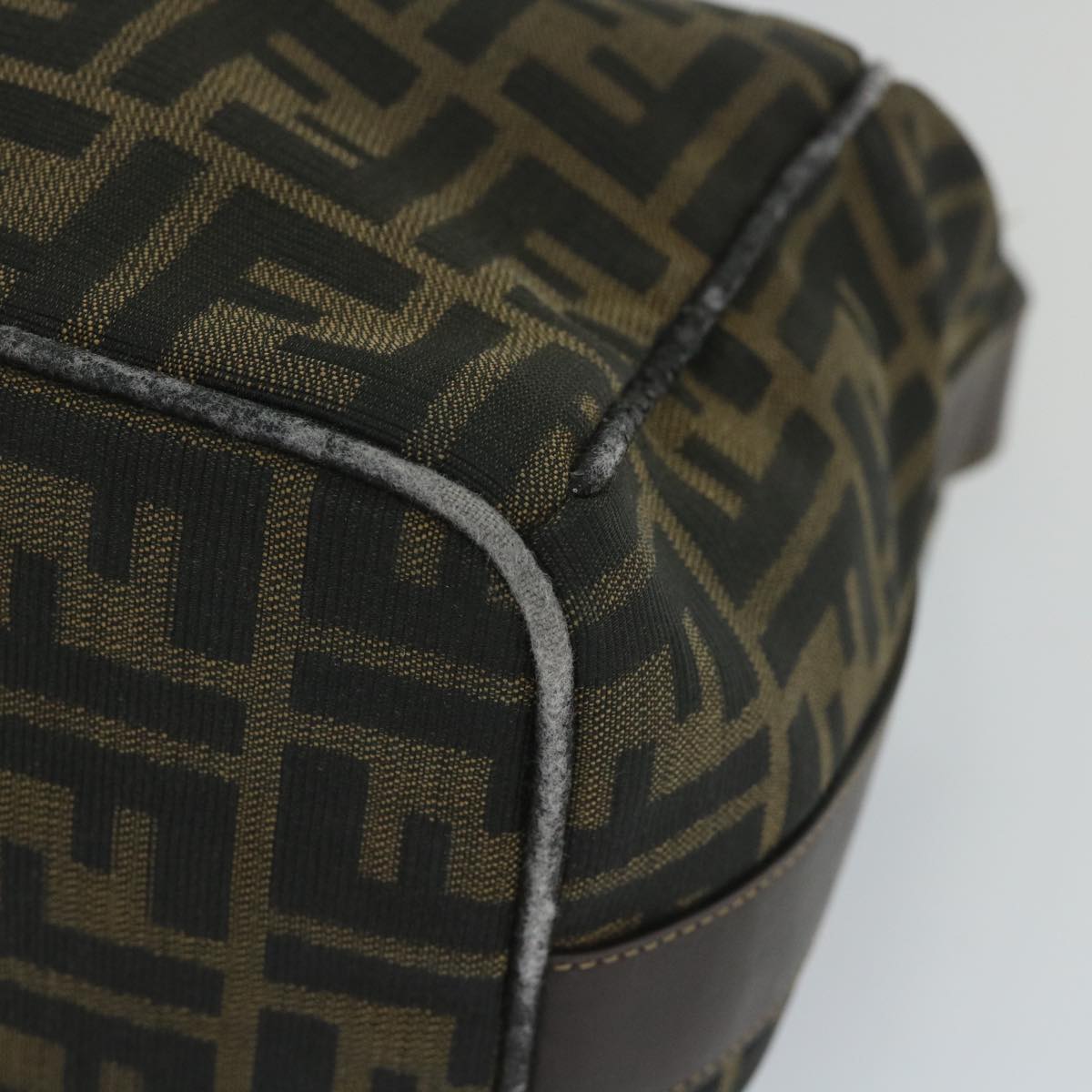 FENDI Zucca Canvas Vanity pouch Hand Bag Nylon Brown Black 56583