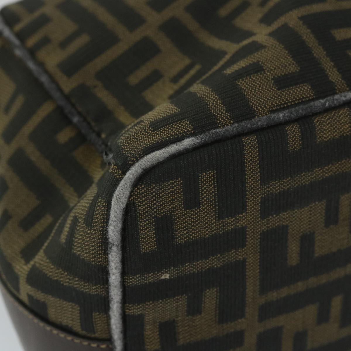 FENDI Zucca Canvas Vanity pouch Hand Bag Nylon Brown Black 56583