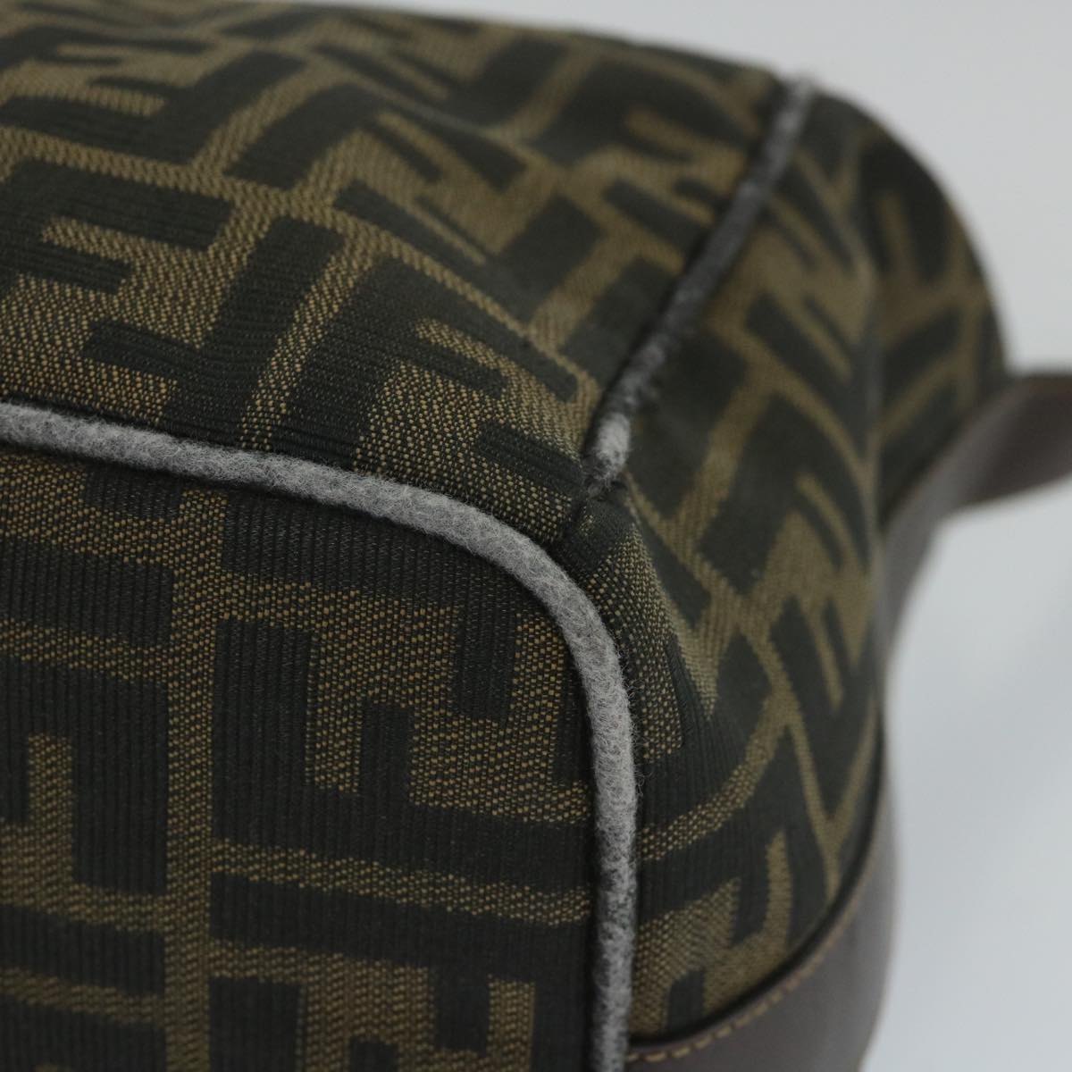 FENDI Zucca Canvas Vanity pouch Hand Bag Nylon Brown Black 56583