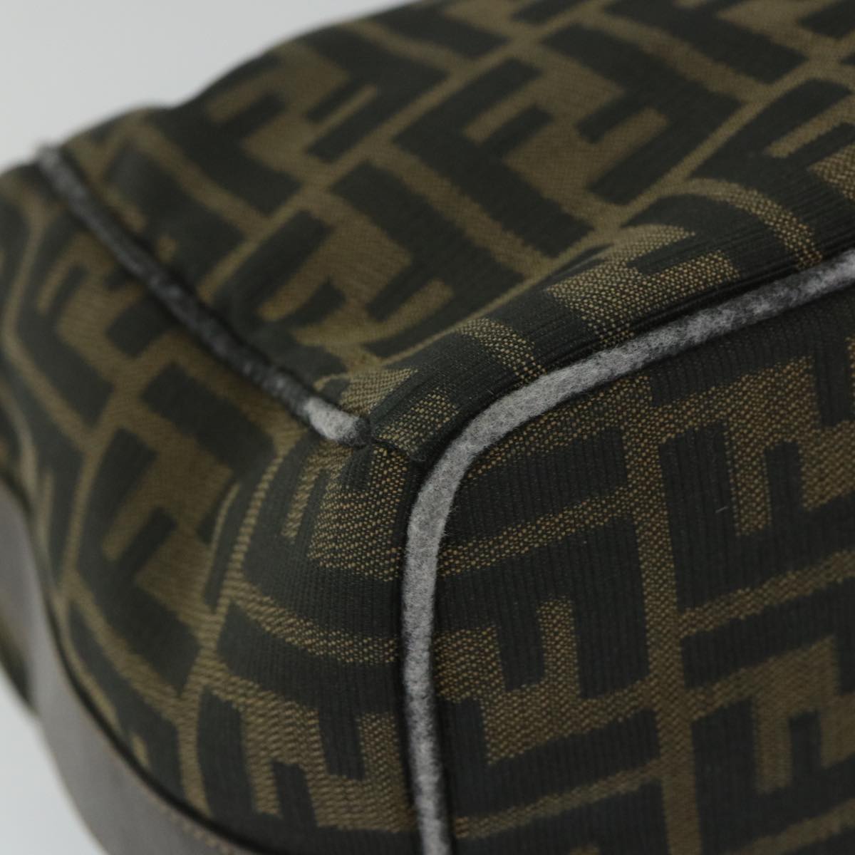 FENDI Zucca Canvas Vanity pouch Hand Bag Nylon Brown Black 56583