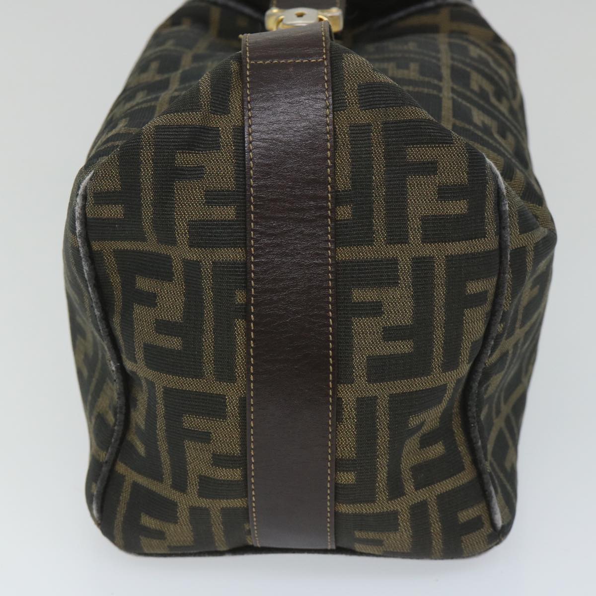 FENDI Zucca Canvas Vanity pouch Hand Bag Nylon Brown Black 56583
