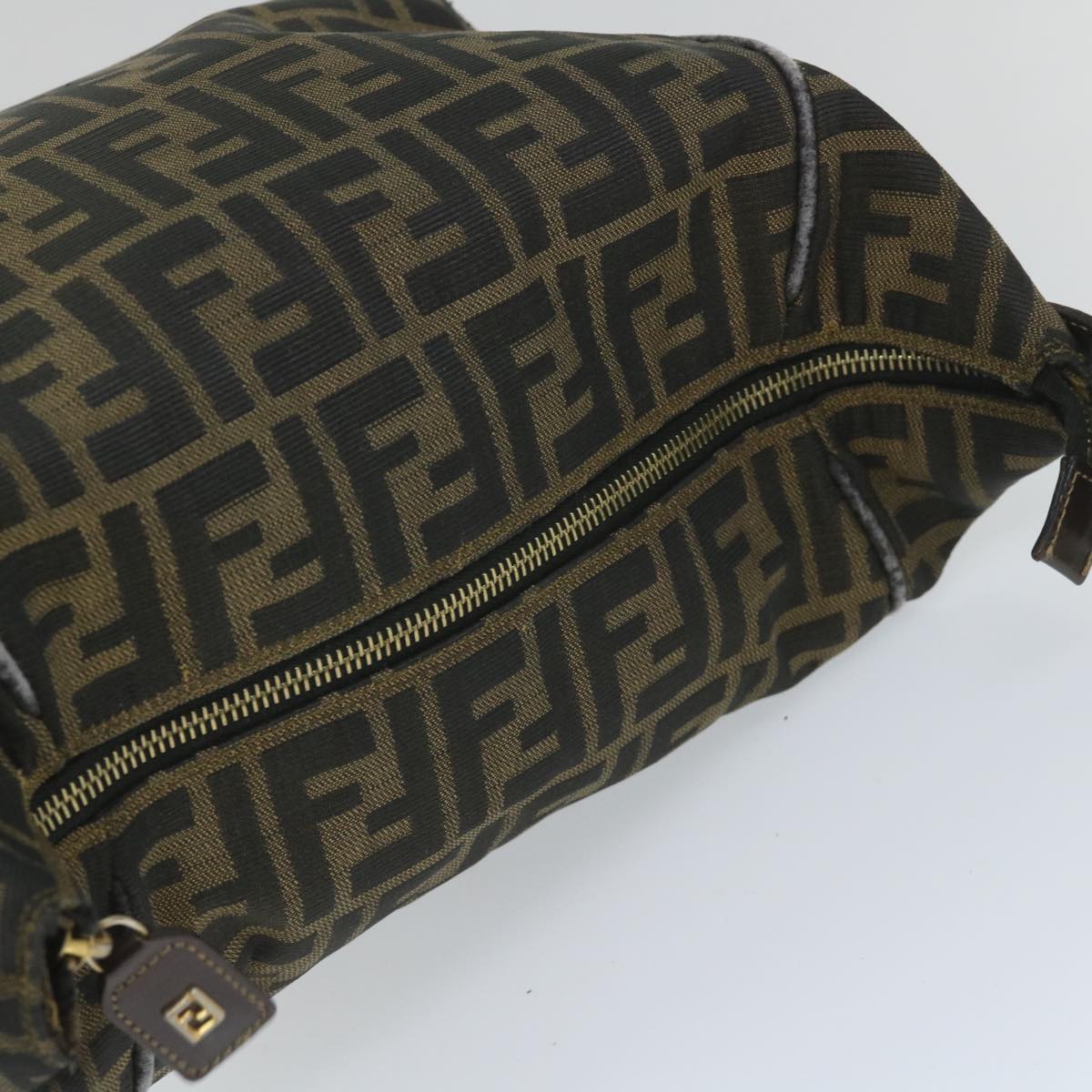 FENDI Zucca Canvas Vanity pouch Hand Bag Nylon Brown Black 56583