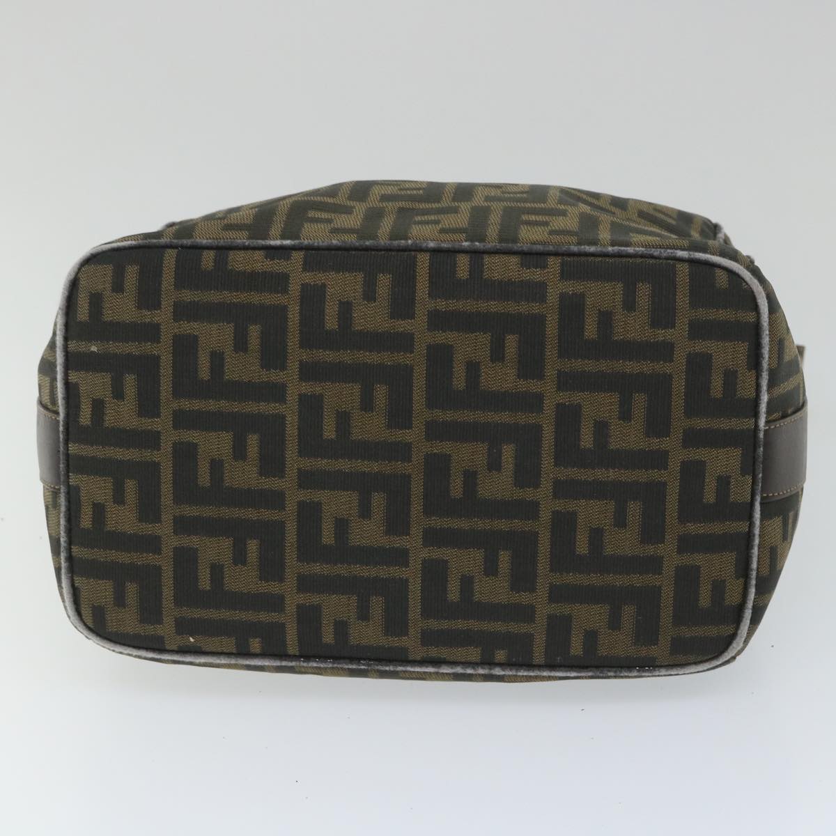 FENDI Zucca Canvas Vanity pouch Hand Bag Nylon Brown Black 56583