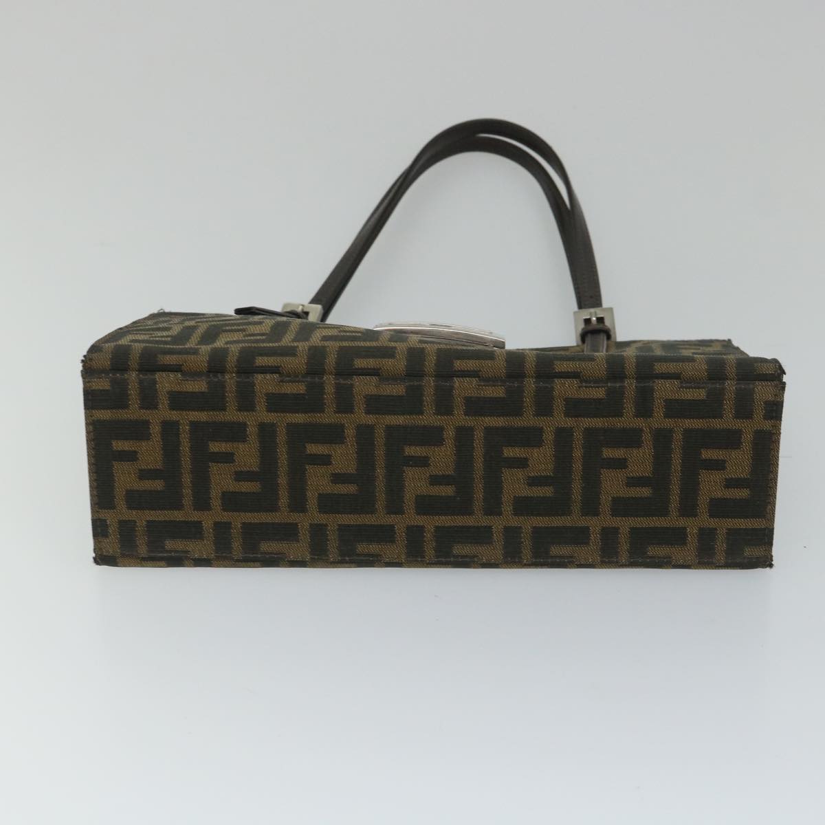 FENDI Zucca Canvas Mamma Hand Bag Nylon Brown Black 56586